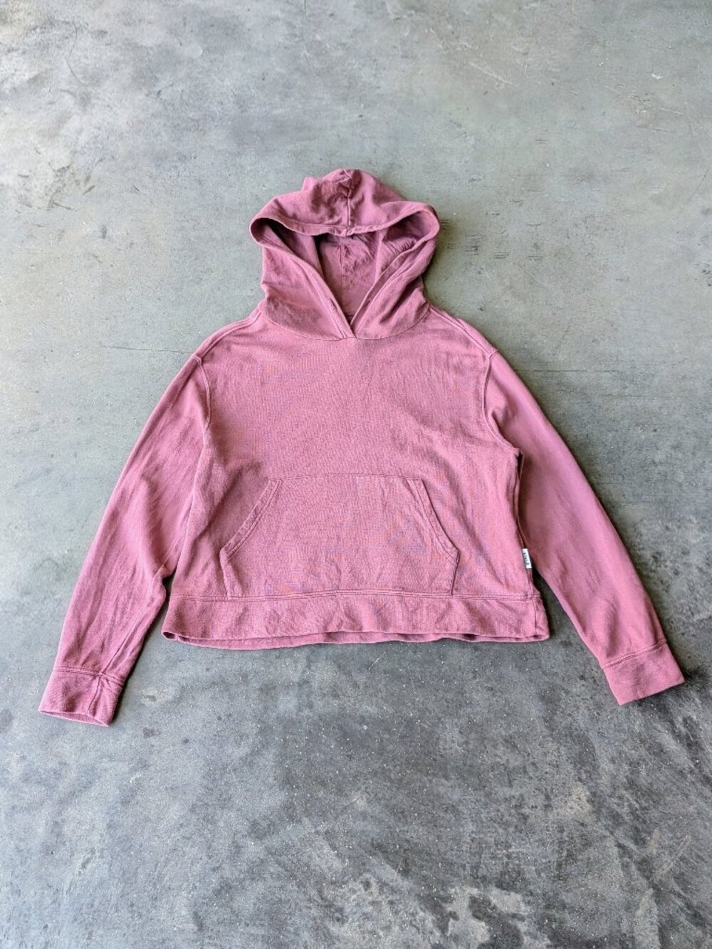 Pact Maroon Organic Cotton Cropped Hooded Sweatshirt medium